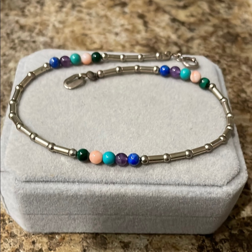 925 Sterling Silver Multicolor Beaded Bracelet